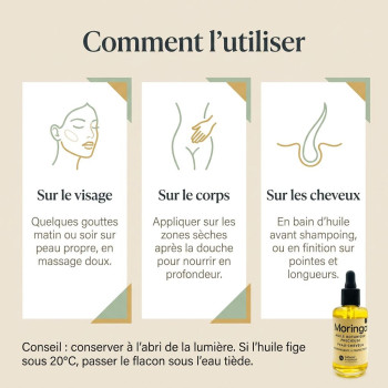 Huile de moringa 100 % pure 50 ml – Peau & cheveux | Natural Nutrition